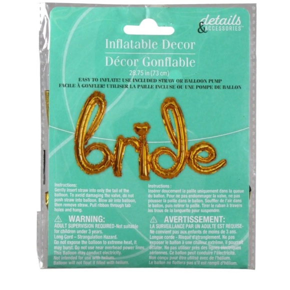 New Bride Cursive Metallic Gold Foil Balloons - Picture 4 of 4